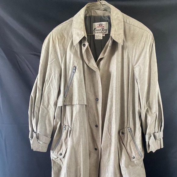 Count Romi Jackets & Blazers - Vintage Count Romi Women's "All Weather Traveler" Grey Pin Striped TrenchCoat 14